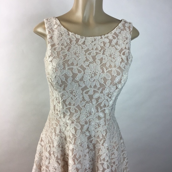 speechless Cream Nude Lace Skater Dress Size Med - Picture 2 of 8